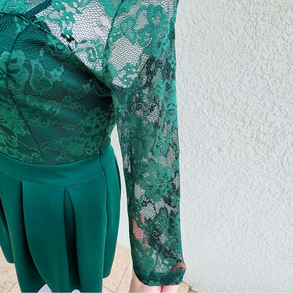MIUSOL XL green midi fit & flare Evening Dress Floral lace whimsical fairy prom - Picture 4 of 13